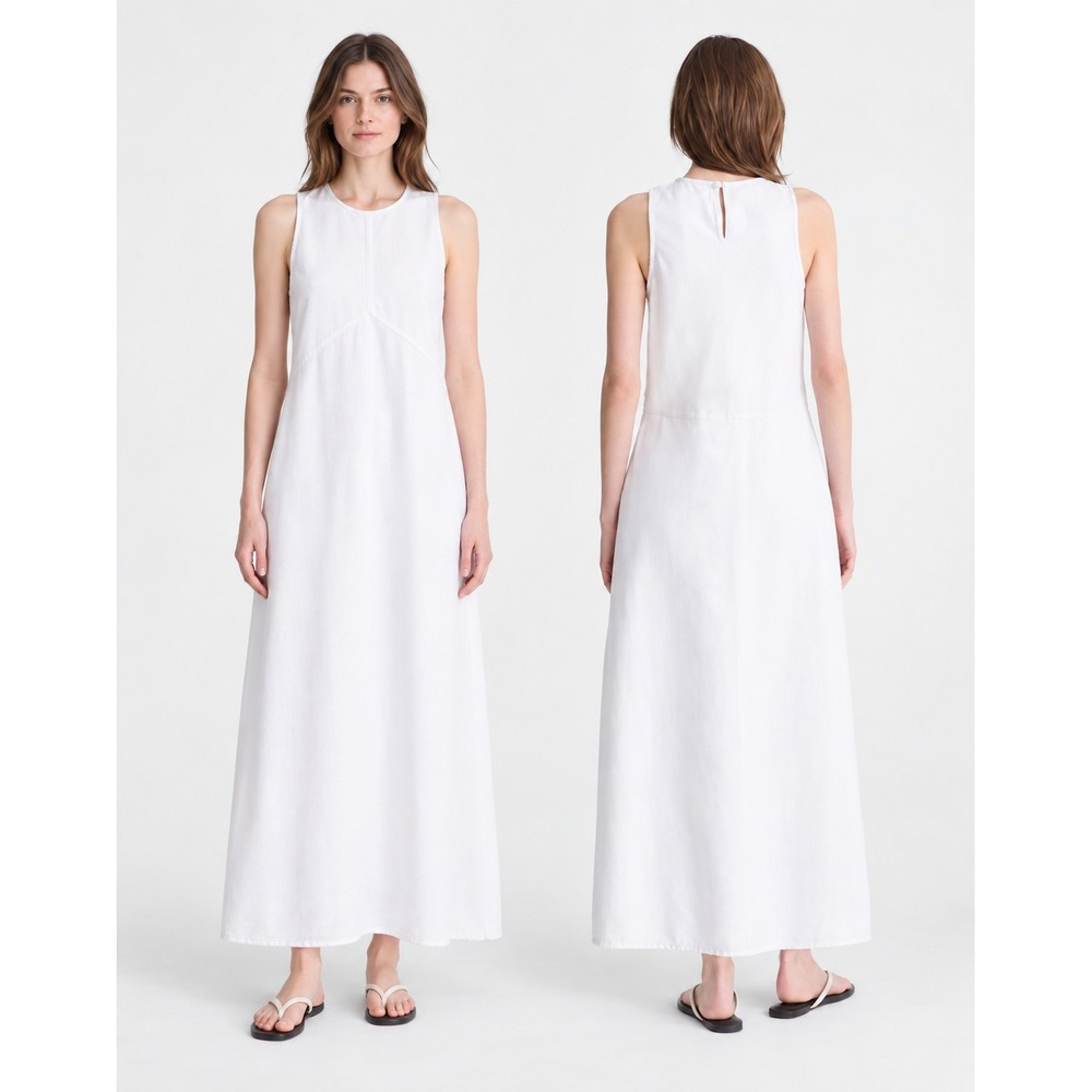 Madewell White Light Denim Sleeveless Seamed Maxi Dress Size 4 NF672 NWT $156